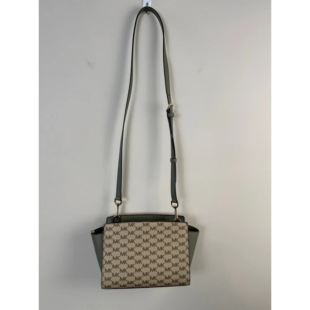 Michael Kors Messenger Bag Medium Olive Green Selma Saffiano Leather MK‎ Logo